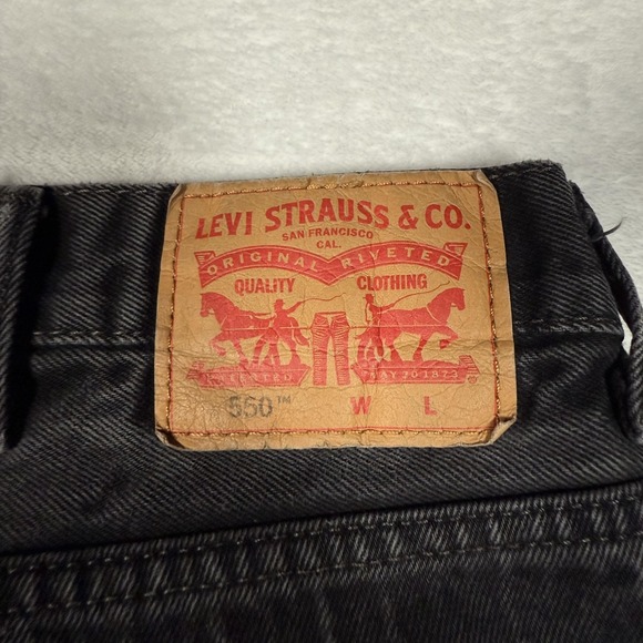 Levis 550 Jeans Mens 44x30 Black Relaxed Tapered Fit Denim Pants Stonewash - Picture 8 of 16